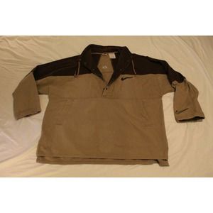Vintage Nike Air Cotton Canvas Uptempo 1/4 Button Snap Jacket 90s Earth Tone XXL
